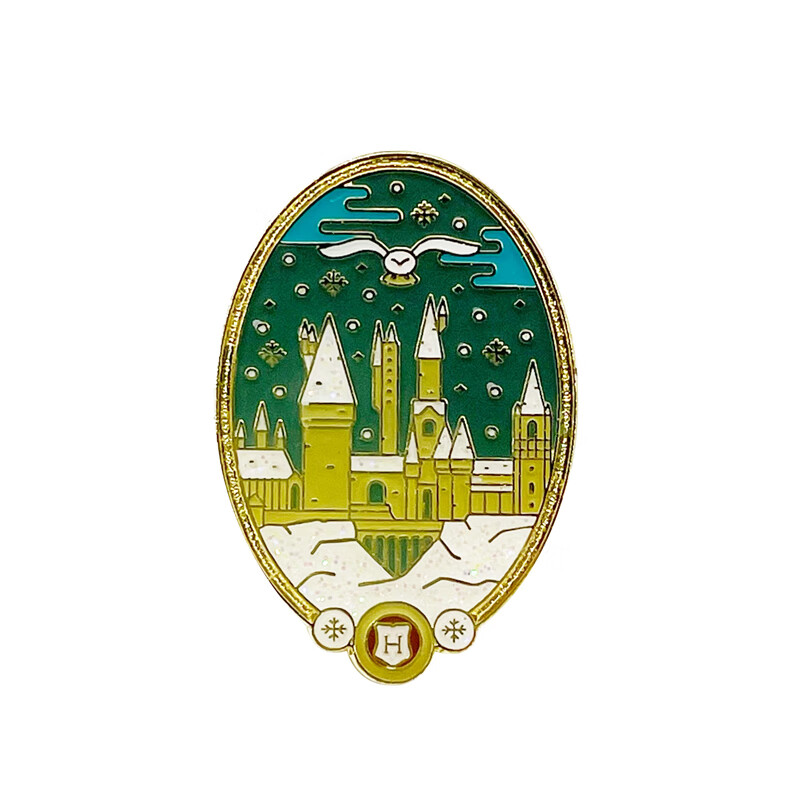 哈利波特霍格沃茨魔法城堡胸针徽 椭圆