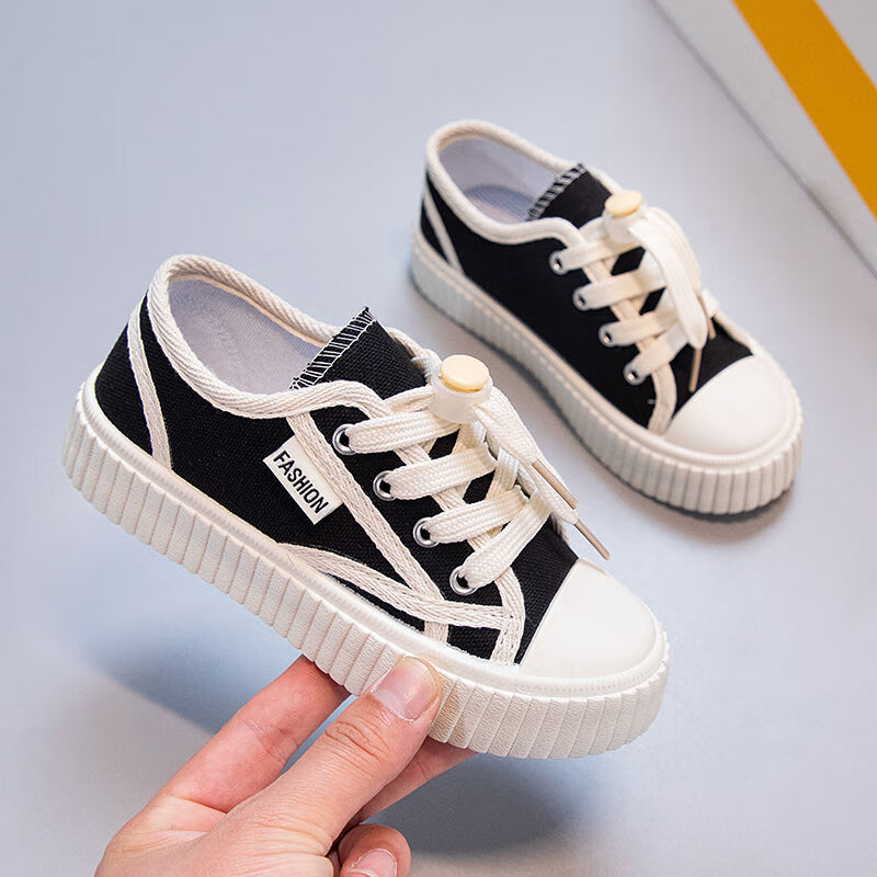 京蝌蝌儿童帆布鞋春秋季时尚百搭鞋软底新款鞋子女童休闲鞋男童板鞋