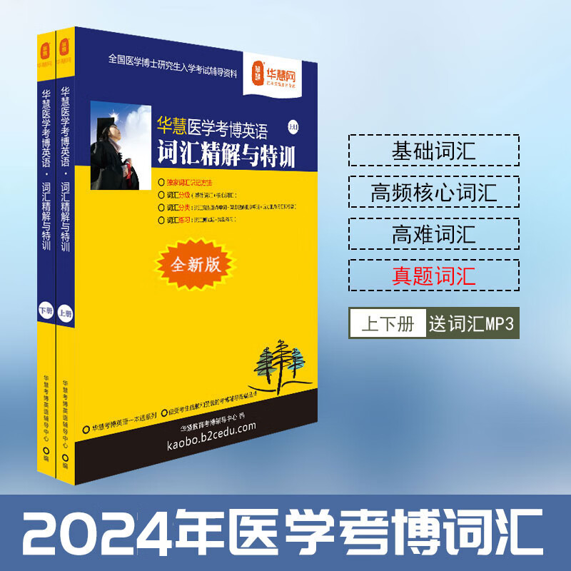 华慧考博2024年医学考博英语词汇速记手册真题词汇单词书按题型划分每天任务书籍 医学考博英语词汇详解