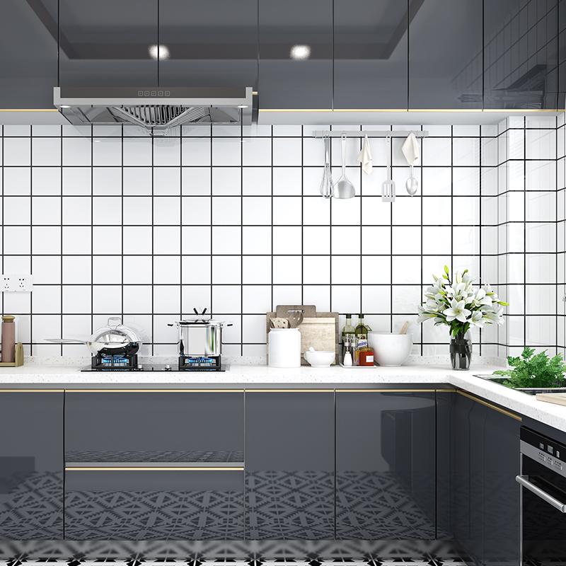 哲弘地厨房油贴纸墙面自粘墙纸墙灶台壁纸瓷砖耐高温 加厚防油-北欧格