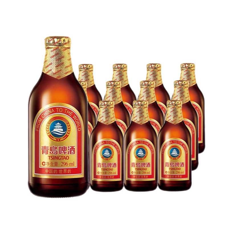 青島啤酒小棕金啤酒296ml瓶裝 青島小棕金 296mL 12瓶