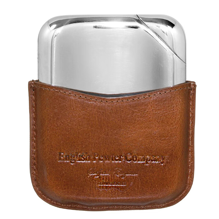 美奈森english pewter英国进口锡酒壶含皮套 酒壶 便携随身户外英伦风