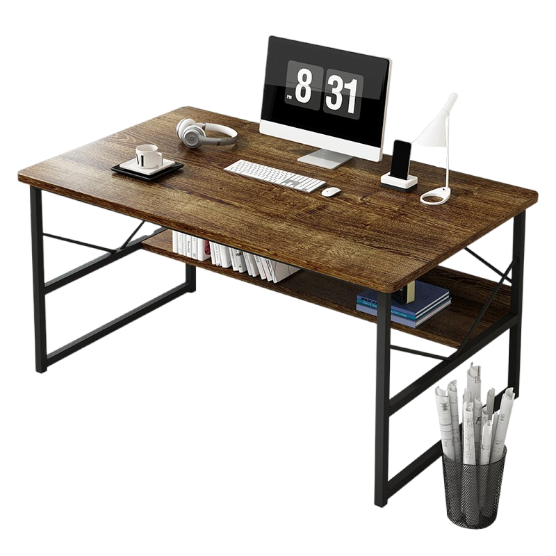 特匠 电脑桌钢木学习书桌书架板式双层收纳办公 D800