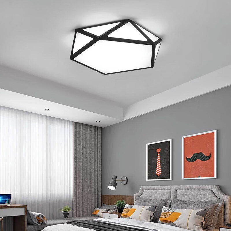 灯诺堡主卧室灯led吸顶灯大气客厅灯创意餐厅灯房间儿童灯灯具简约现代 黑色-60cm-白光