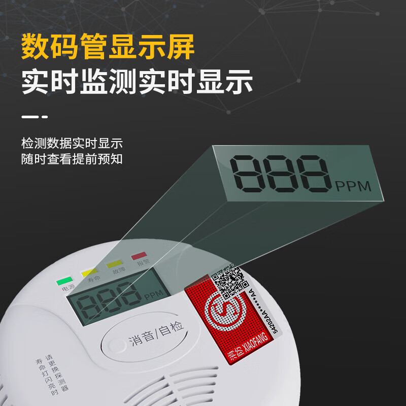 立可安一氧化碳报警器煤炉烧炭警报器蜂窝煤烧炭报警器防CO中毒探测器 新国标一氧化碳报警器（经济款）