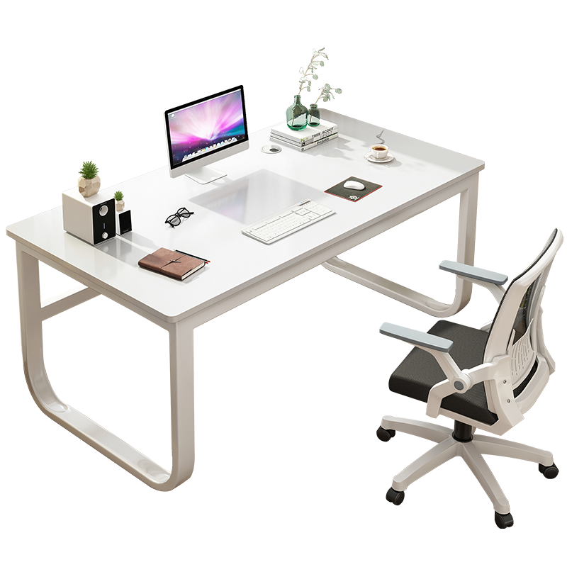尋巧台式电脑桌家用书桌现代简约卧室写字桌学生学习桌简易办公室钢木桌笔记本桌子 【升级加固款】暖白色100CM