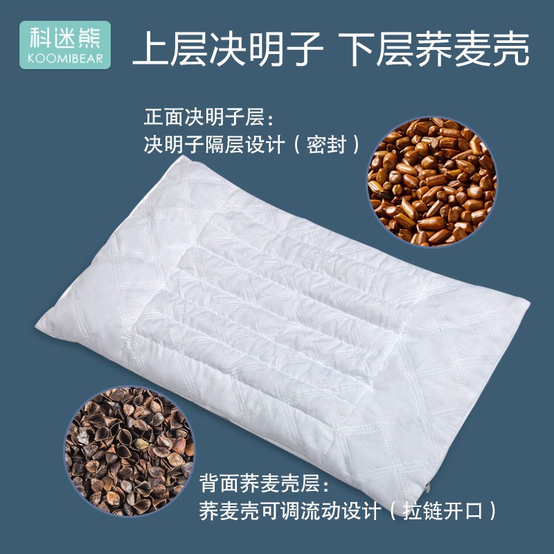 科迷熊婴儿决明子荞麦枕头0-6儿童1-3岁宝宝通用幼儿园男女孩卡通枕头 恐龙世界+【冰丝枕套】 0岁-3岁 高度3CM可调