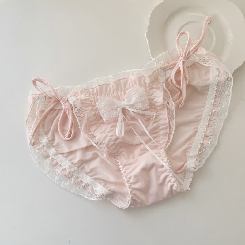 踏丽虹轻奢甜美绑带棉内裤女纯欲日系可爱少女 蝴蝶结-粉色 【此款是