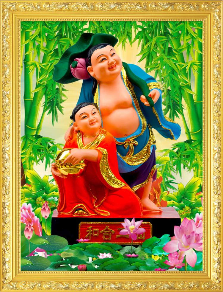 铭汇通和合二仙画和合画像挂画吉祥和气二仙婚礼装饰画卧室新中式人物