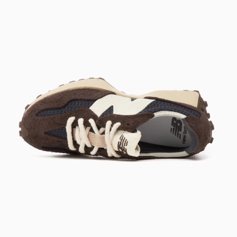 新百伦男女款 327系列复古休闲运动跑步鞋 深棕｜米白 45