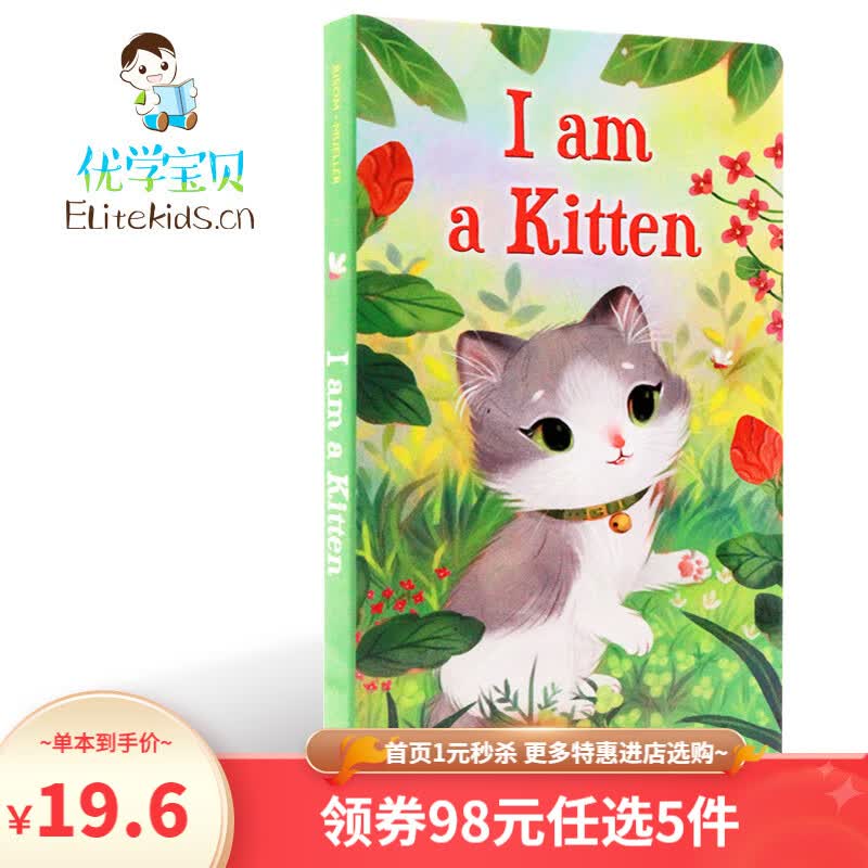 英文原版绘本I Am a Kitten 我是一只小猫 I am a bunny同系列名家 纸板书