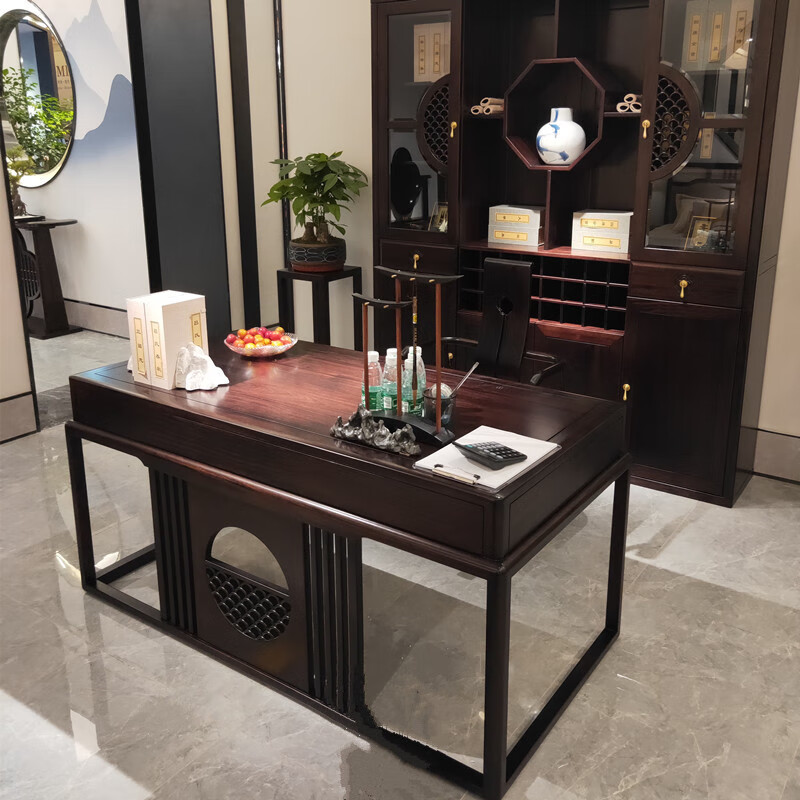 书案画案 新中式书桌椅乌金木老板别墅现代书画桌办公书房组合画l 1.