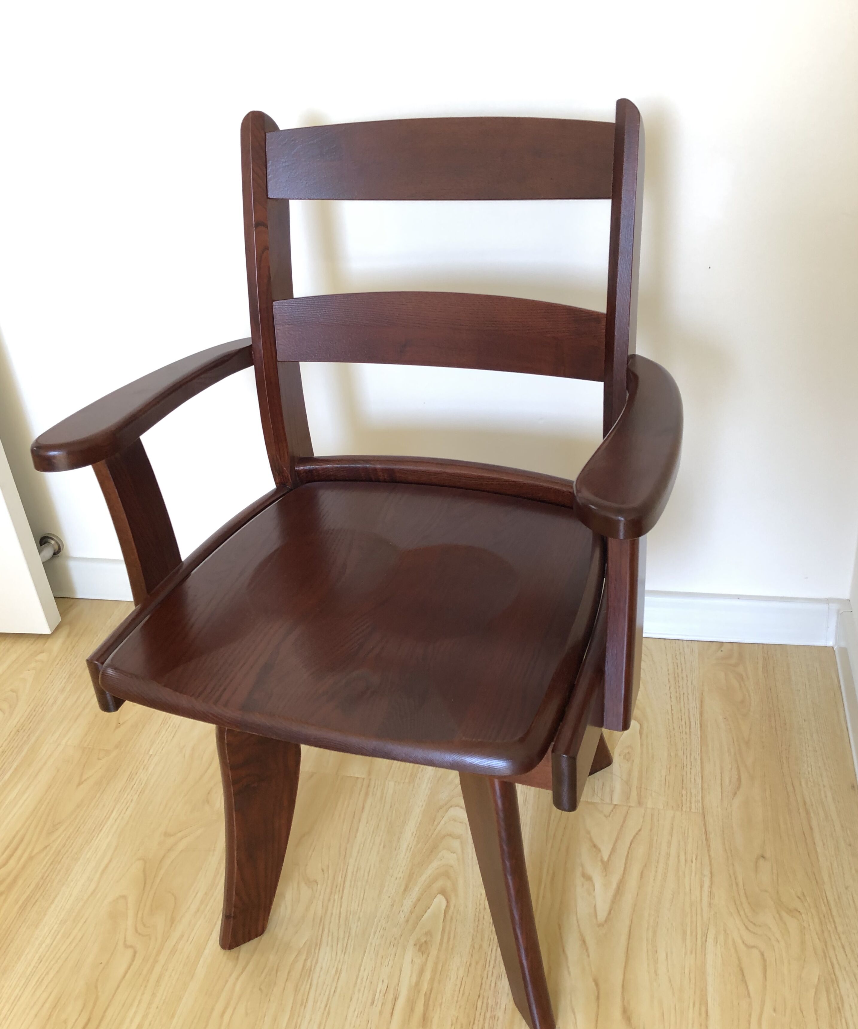 花柏哲可旋转实木椅子 实木转椅书房木质办公电脑椅子家用中式休闲 红