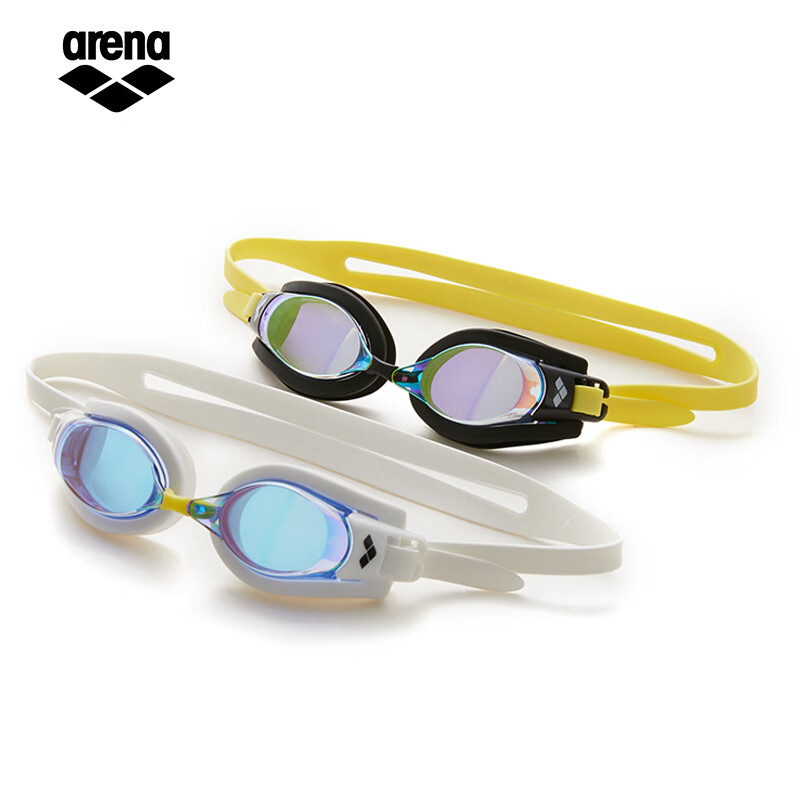 阿瑞娜（arena）防雾先锋镀膜/非镀膜近视泳镜游泳眼镜不起雾专业游泳镜男女通用 黄黑/镀膜款（730XM-SMYL） 300度