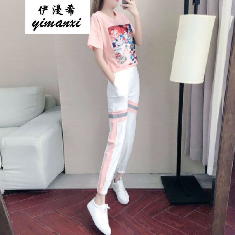 裤洋气初中高中学生女神范省心搭配套装女生中学生少女装港风热天薄款