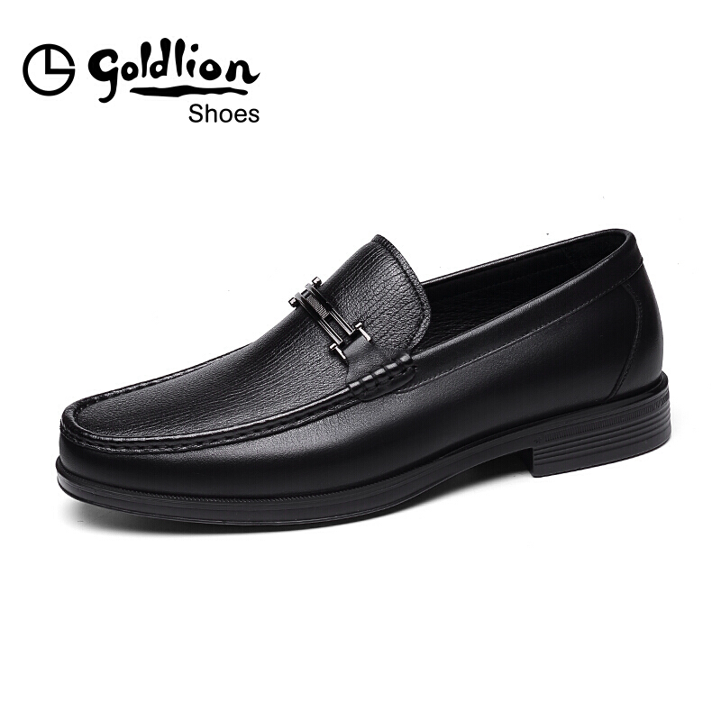 金利来（goldlion）男鞋商务休闲鞋舒适轻质透气时尚皮鞋596830192ALB-黑色-41码