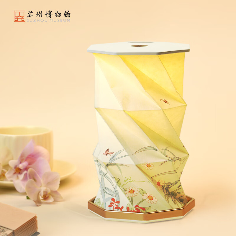 苏州博物馆百卉含英旋转灯卧室灯氛围灯可折叠原创夜灯礼品生日礼物送女生 百卉含英旋转灯