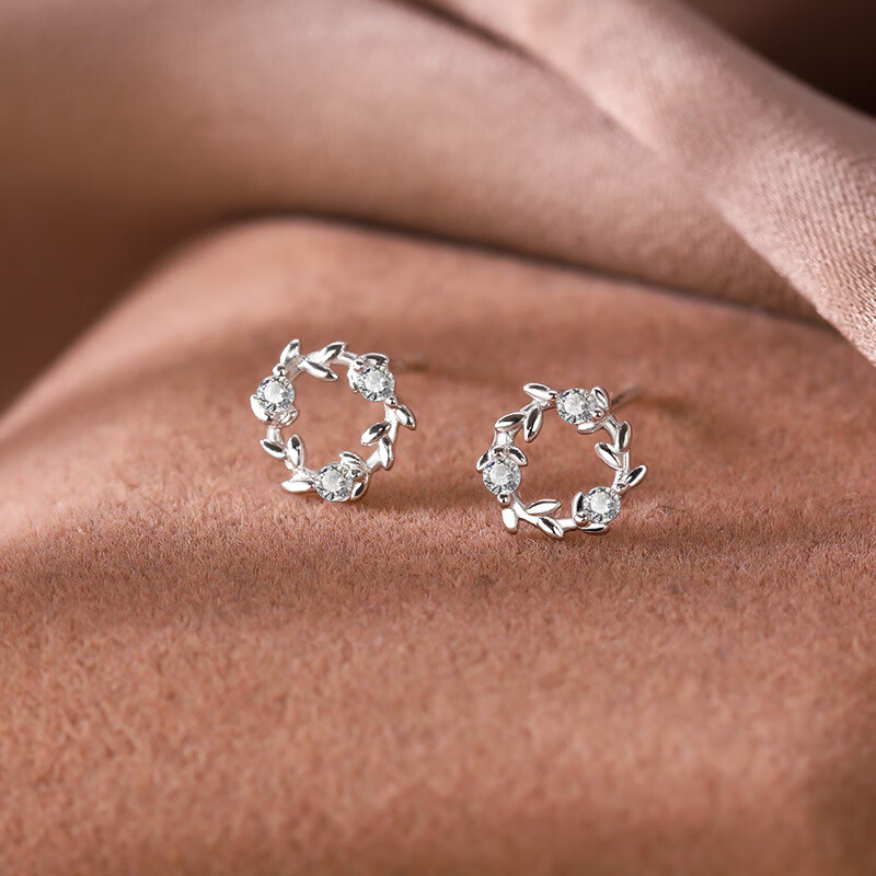 初霓999足银花环耳钉1对养耳洞饰品送女友生日礼物小众设计高级感学生
