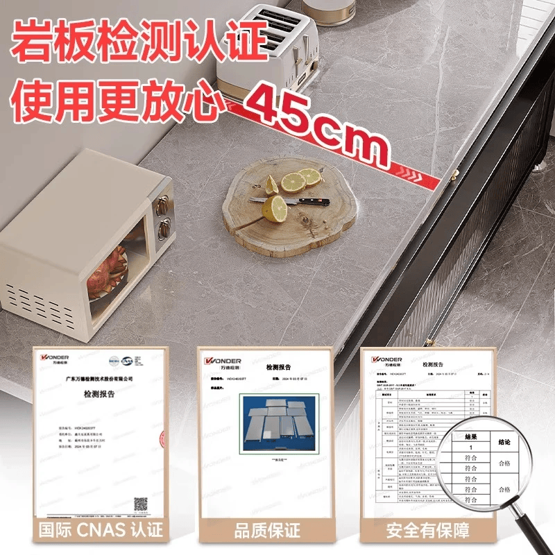 美厨物语厨房置物架落地置物柜橱柜收纳柜岩板餐边柜微波炉储物架用具大全 灰3层120长【岩板免钉】可调层高