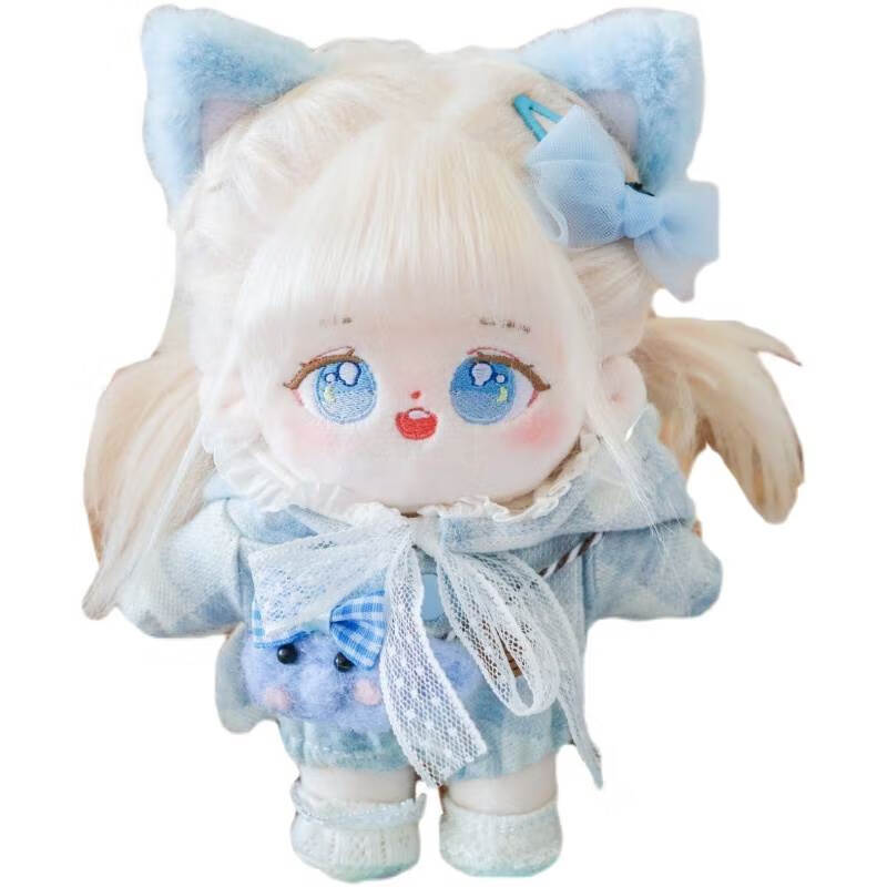 棉花娃娃妮可喵喵20cm厘米无属性炸毛人形公仔可爱裸娃衣服女礼物 喵