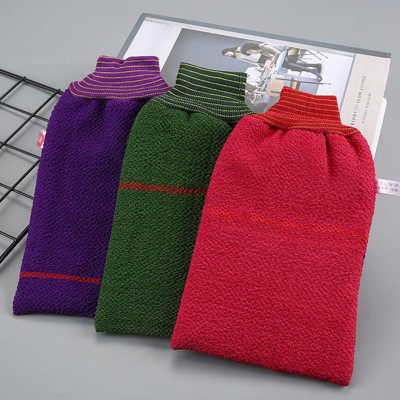 老汤搓澡巾特粗砂双面加厚洗澡巾男搓泥手套强力去污搓背 500D特粗砂绿色+紫色+红色