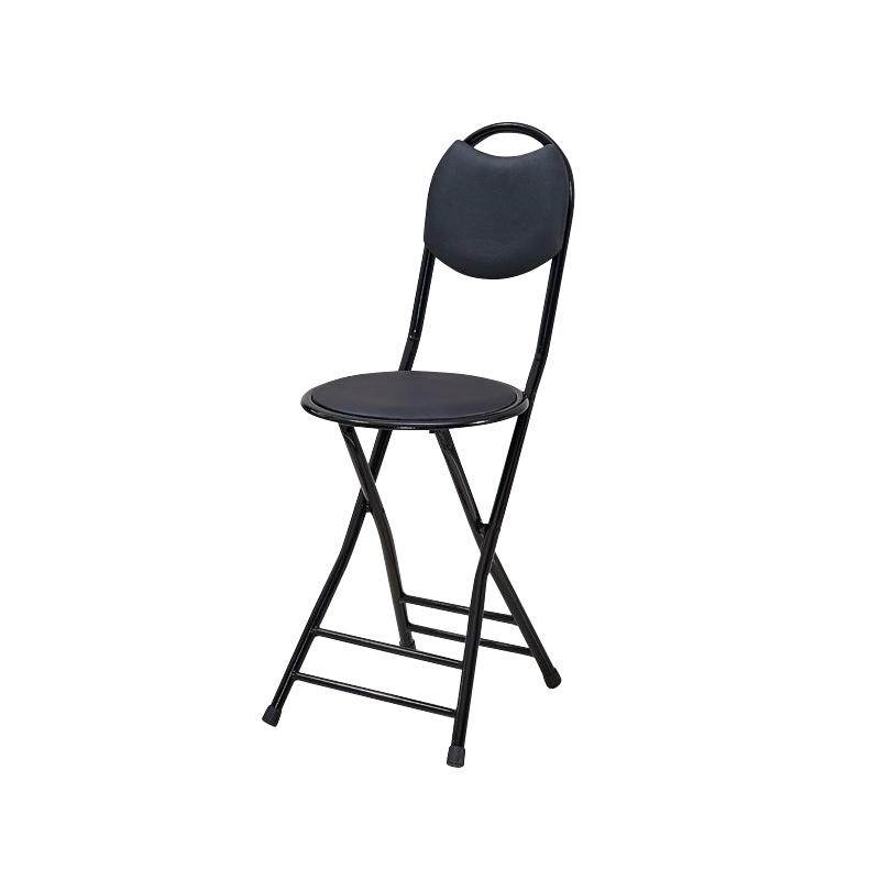 富居(FOOJO) 折叠椅凳子 简易靠背椅子便携折叠凳家用餐椅电脑椅子户外休闲圆凳  PU款黑色100031318970