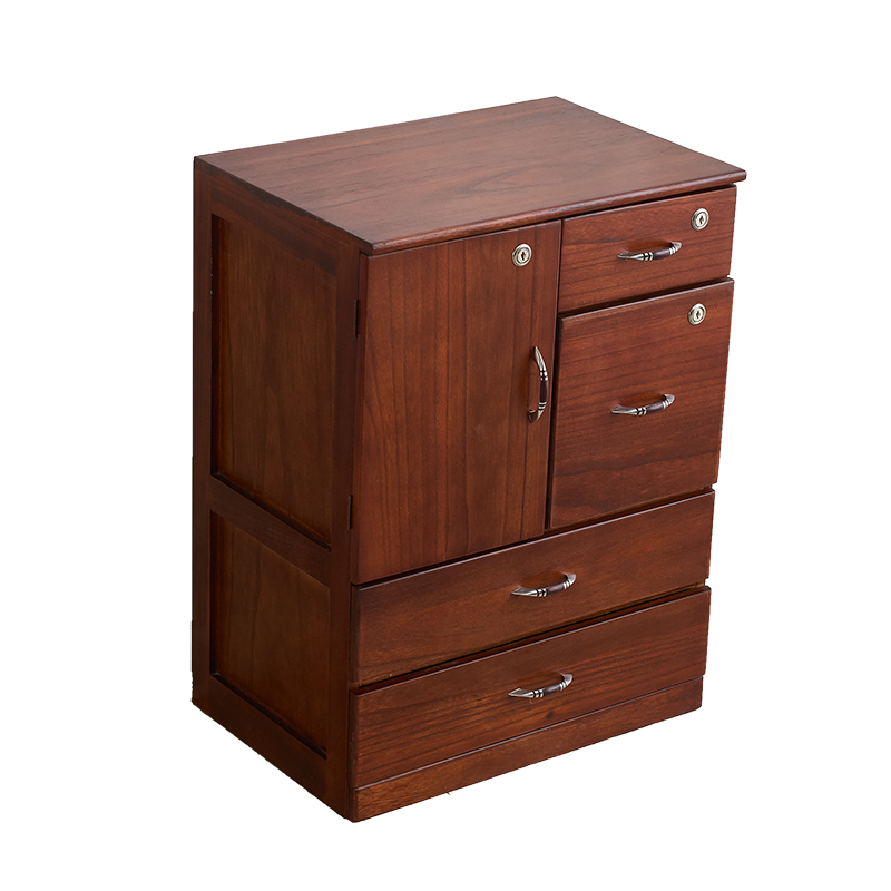 旷逸 文件柜实木带锁储物柜活动柜办公档案资料财务柜 咖啡色小文件柜