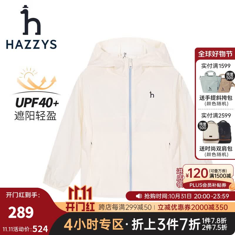 哈吉斯（HAZZYS） 童装男女童2023春新品防晒衣简约宽松连帽纯色皮肤衣 米白色 165使用感如何?