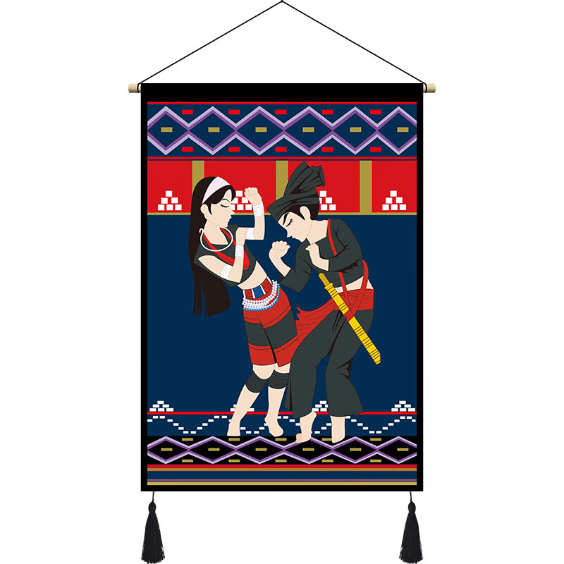 布艺挂画民族风民宿装饰餐厅饭店酒店学校装饰画挂布壁画挂毯 佤族a