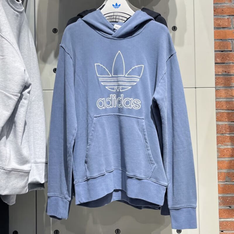 阿迪达斯（adidas）三叶草卫衣男装2026春季新款针织衫宽松训练舒适时尚连帽套头衫 IR7991 XS