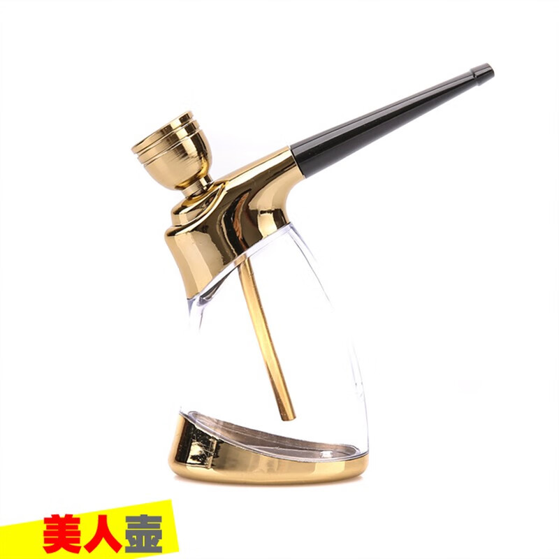 乐草 玻璃烟斗透明弯 便携式两用型水烟壶全套过滤水烟斗透明有机玻璃