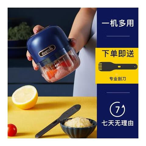 德?tīng)柆敚―eerma）德?tīng)柆數聽(tīng)柆斀g肉機家用電動(dòng)小型多功能打肉料理攪拌機碎菜器充電 德?tīng)柆攋s200迷你充電款藍色