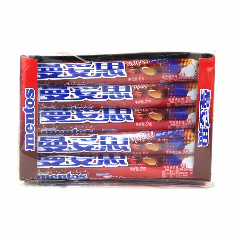 曼妥思劲嚼充气糖条装37g*15条脆皮软心珠薄荷可乐霓虹葡萄苏打嗨糖果