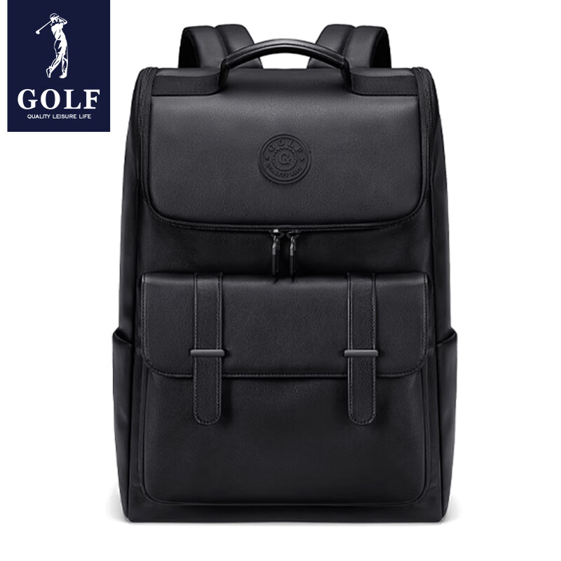 高尔夫（GOLF）双肩包男士运动背包男女休闲旅行包潮学生书包防泼水通勤出游背包 款式4-黑色