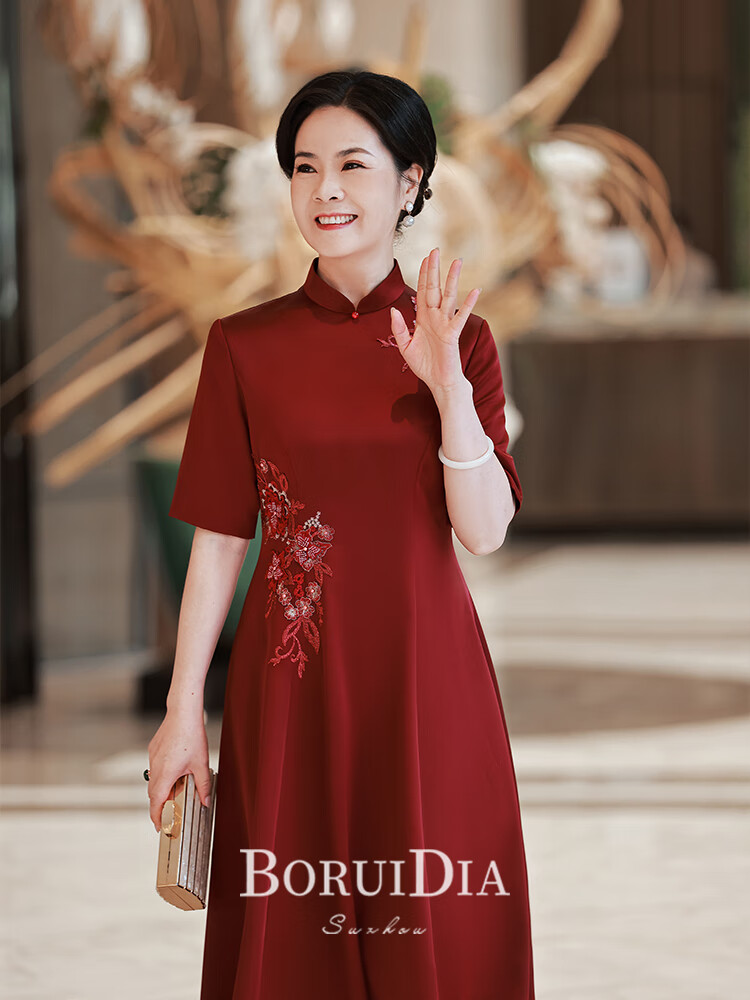 菲洛曼婚礼 父母服装春季喜婆婆婚宴礼服结婚妈妈装旗袍高端丈母娘