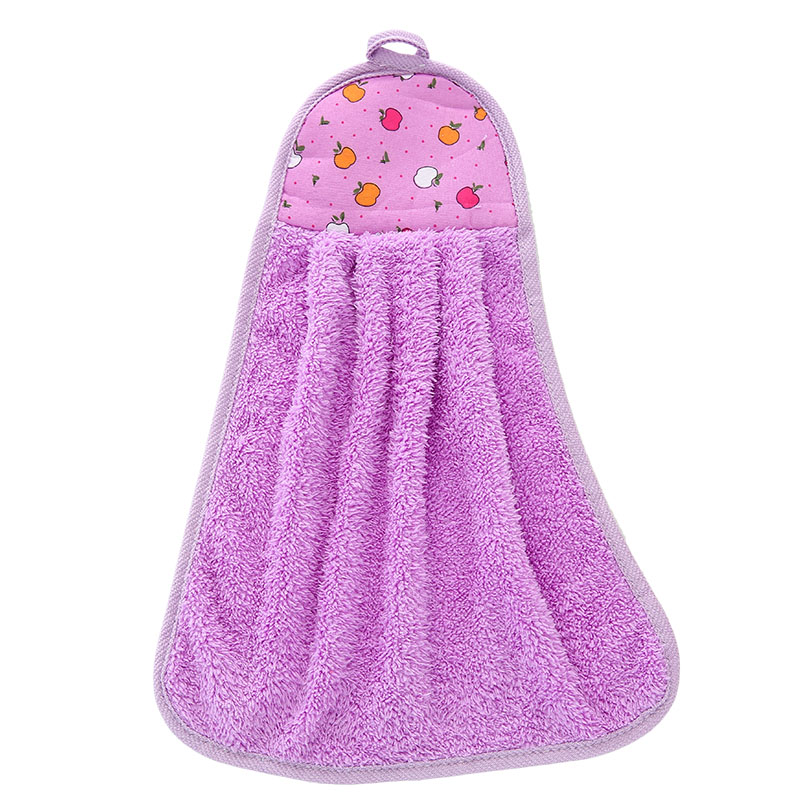 厨房加厚加大不沾油不掉毛吸水抹布 家务可挂珊瑚绒清洁布擦手巾 紫色