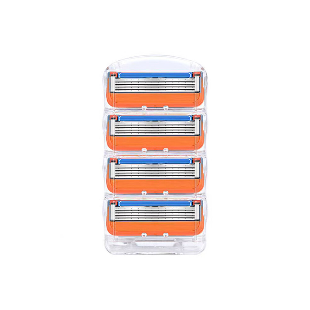 【严选好货】橙色五层刀片手动剃须刀刮胡刀男通 4个刀头