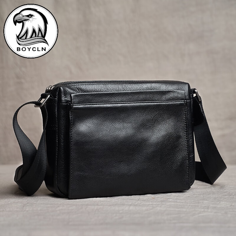boy cln品牌 单肩包男 头层牛皮斜挎包 多功能休闲男士小背包 真皮