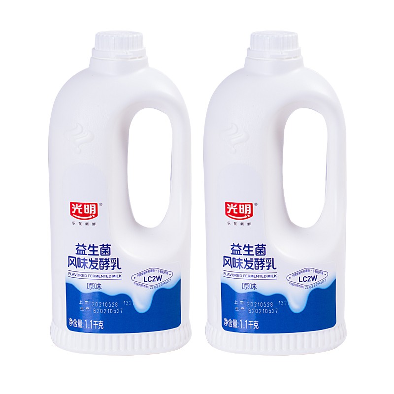 光明原味大桶酸奶1.1kg桶益生菌风味发酵乳低温酸牛奶 光明原味大桶1.1kg*2桶