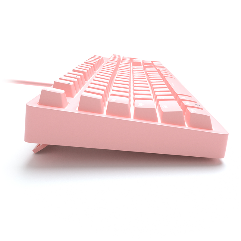 MageGee 机械战甲 104键游戏机械键盘 有线背光机械键盘 女生可爱机械键盘可拆卸壳子DIY键帽 粉色白光 青轴