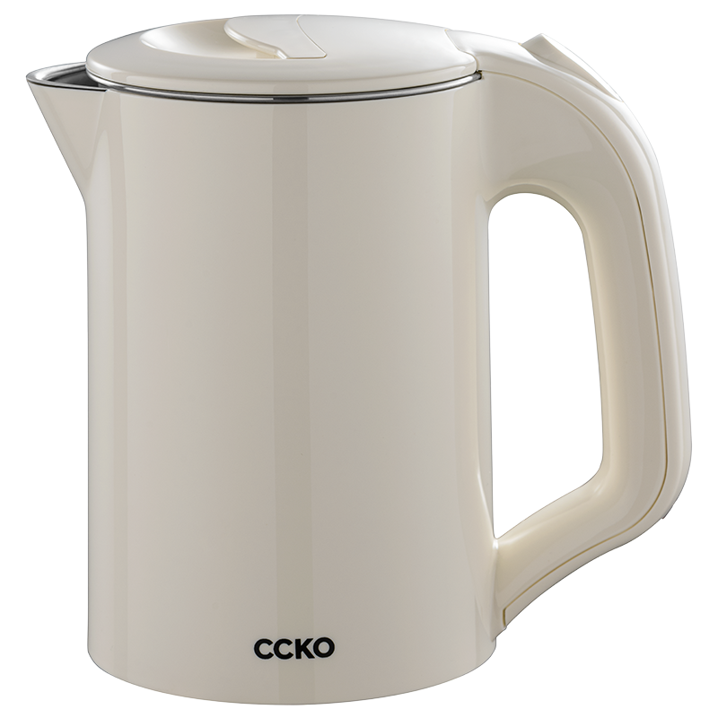 CCKO 旅行電熱水壺便攜式燒水壺雙層不銹鋼電水壺小型迷你家用開水壺 電熱水壺白色 0.5L