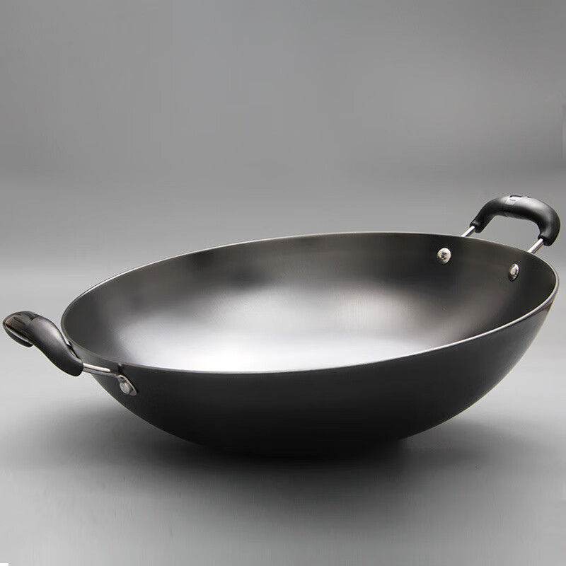 【焕新季】华邦铸铁锅圆底 华邦大炒锅铁锅双耳尖底锅平底老式炒菜锅