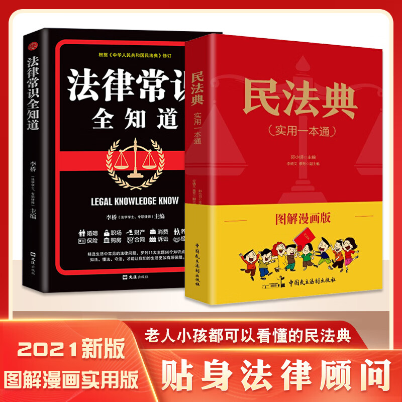 正版2022年中华人民共和国新图解民法典漫画版大字实用一本通法律常识共5本书山林海 【进阶全两册】民法典图解漫画版+法律常识全知道