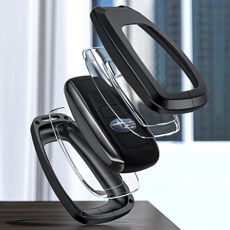 猛速适用斯巴鲁钥匙套新森林人专用钥匙包傲虎包XV扣男女高档汽车壳 斯巴鲁A款【亮黑色】+高档方扣