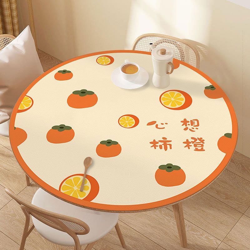 睿爸pvc桌垫桌布水可擦免洗耐脏餐桌垫茶几垫耐磨 心想柿橙-一抹净