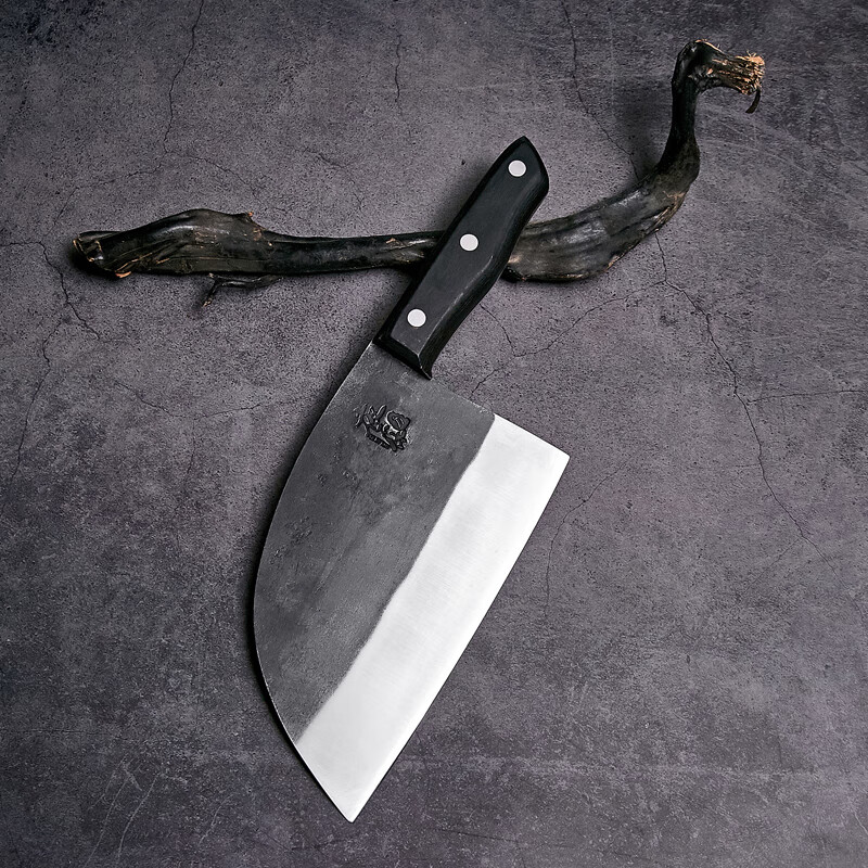 楚家刀手工锻打老式铁菜刀老头刀圆头刀圆形切菜刀锋利厨师专用