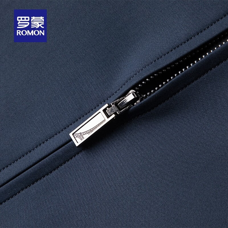 罗蒙行政翻领羽绒服男干部装秋冬中老年商务男士加厚保暖外套男爸爸装 3Y147A28深蓝 XL 180(建议140-160斤)