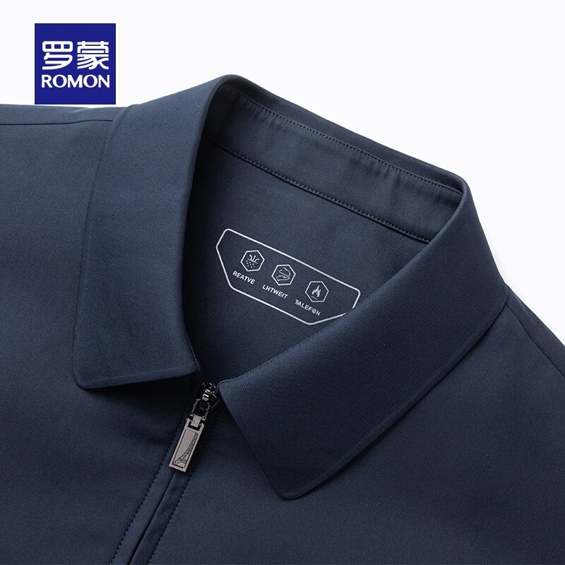 罗蒙行政翻领羽绒服男干部装秋冬中老年商务男士加厚保暖外套男爸爸装 3Y147A28深蓝 XL 180(建议140-160斤)