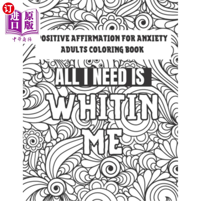 海外直订positive affirmation for anxiety adults coloring book