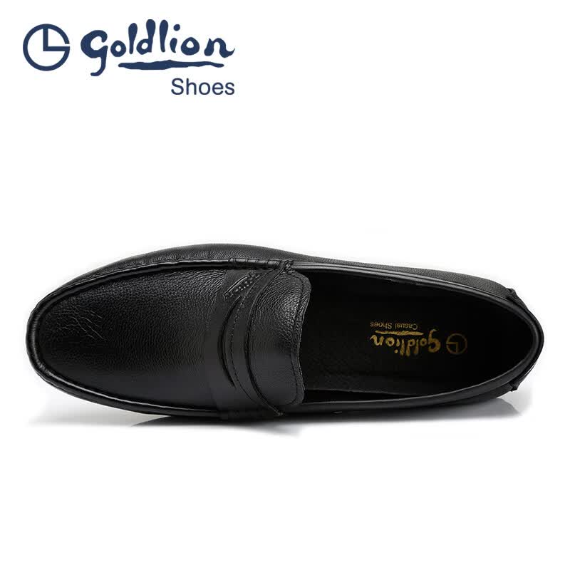 金利来(Goldlion)男鞋 一脚蹬软皮豆豆鞋 男士圆头商务休闲皮鞋 乐福鞋 黑色 38 比标准码皮鞋偏大一码